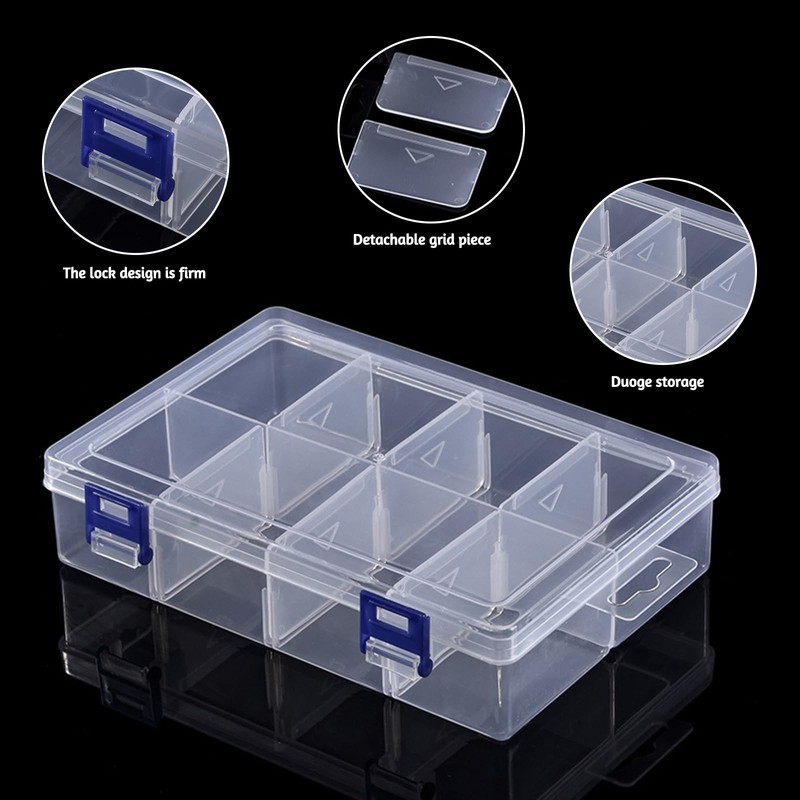 Fahibin Pack of 3 Compartments Storage Box, 8 Compartments, Plastic