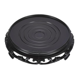 PATIKIL Planter Display Stand, 5.1 Inch Dia Round Bonsai Base Imitation Wood Style Stand Holder Home Decor Display for Table Lamp Teapot Base, Black