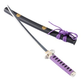 Samurai Sword Letter Opener, Mini Katana with Display Stand 8.3 inch - Made in Japan (Purple)