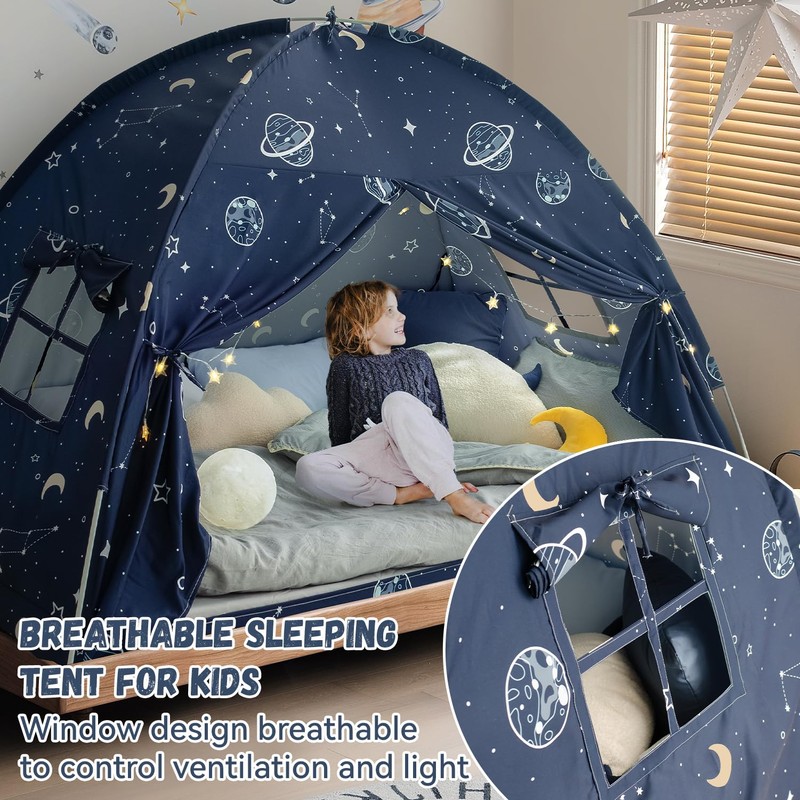 Toddler Bed Tent Full, Space Canopy Indoor for Kids Boys,