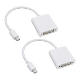 ECSiNG 2 Pack Mini DP to DVI-D Converter 20 Pin DisplayPort to DVI Adapter 10.8Gbps 1Mbps Bi-directional Auxiliary Channel for Windows Ubuntu White