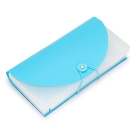 BTSKY Expanding File Folder-Hand-held 13 Pockets Organizer Folder PP Wallet Organizer for Cards, Receipts, Coupons and Tickets(Blue)