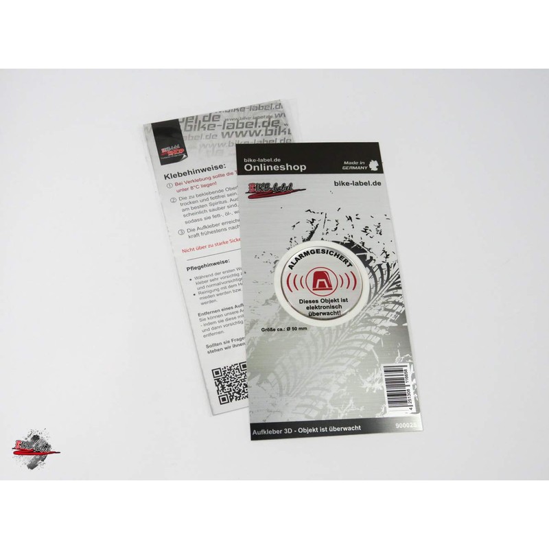 BIKE-label 900025 Warning Sign 3D Sticker Diameter 50 mm Aluminium