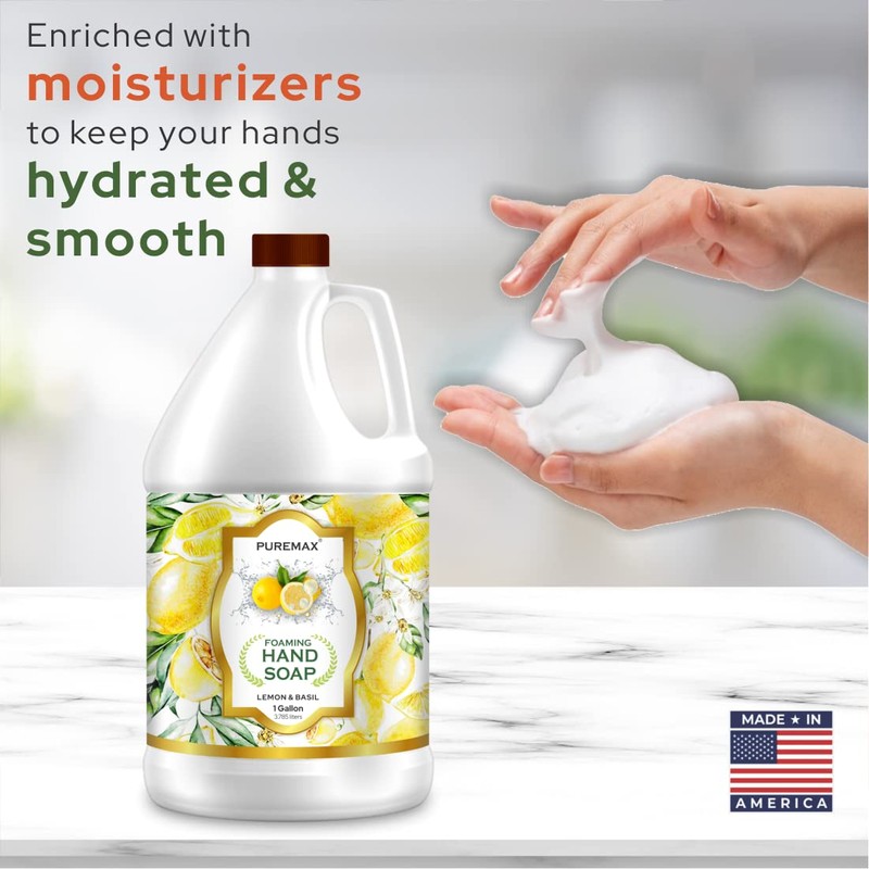 Puremax Foaming Hand Soap Refills | Lemon Basil | All-Natural