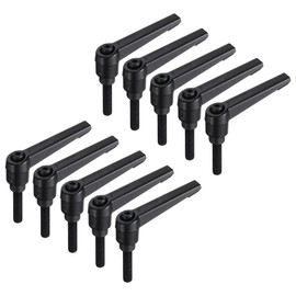 sourcing map 10pcs Lever Adjustable Handles M6 x 25mm Metric Male Thread, Level Clamping Handle Hand Stud Knobs Rotating Screw Handles Bolts with Locking Lever, Black