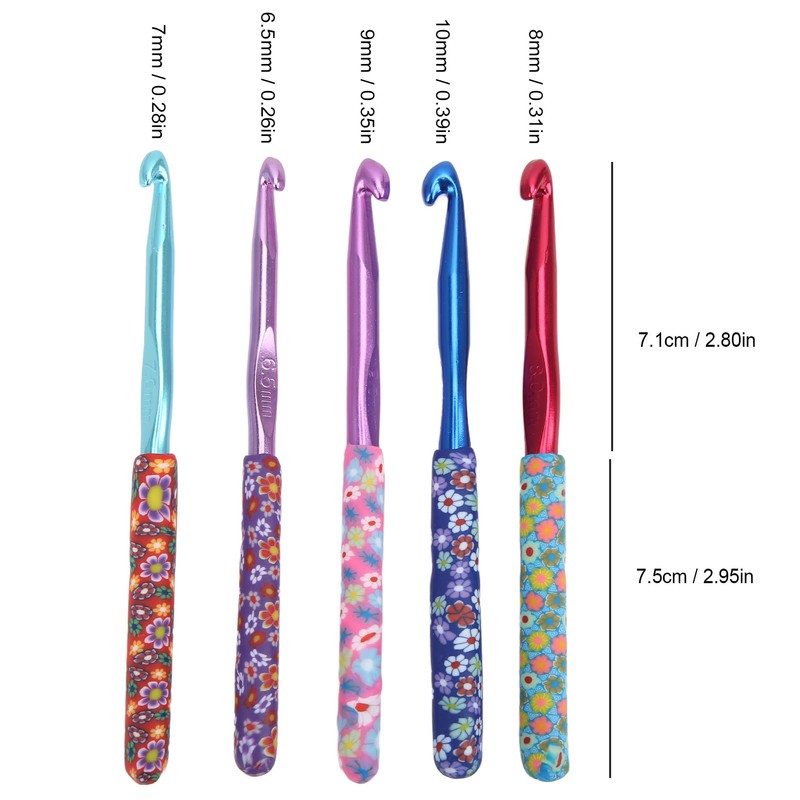 QANYEGN 5Pcs Crochet Hooks, Soft Handle Crochet Needle Set, Soft