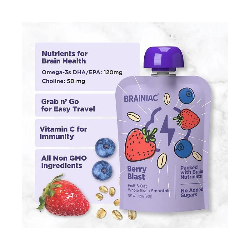 Brainiac Fruit and Oat Smoothie Pouches, 20 pk.
