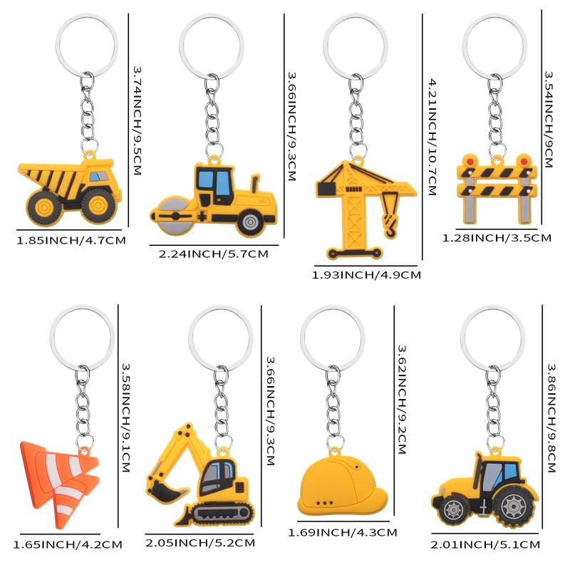 HLenyoy 40Pcs Construction KeyChains Engineering Excavator Tractor Keychain Construction Party