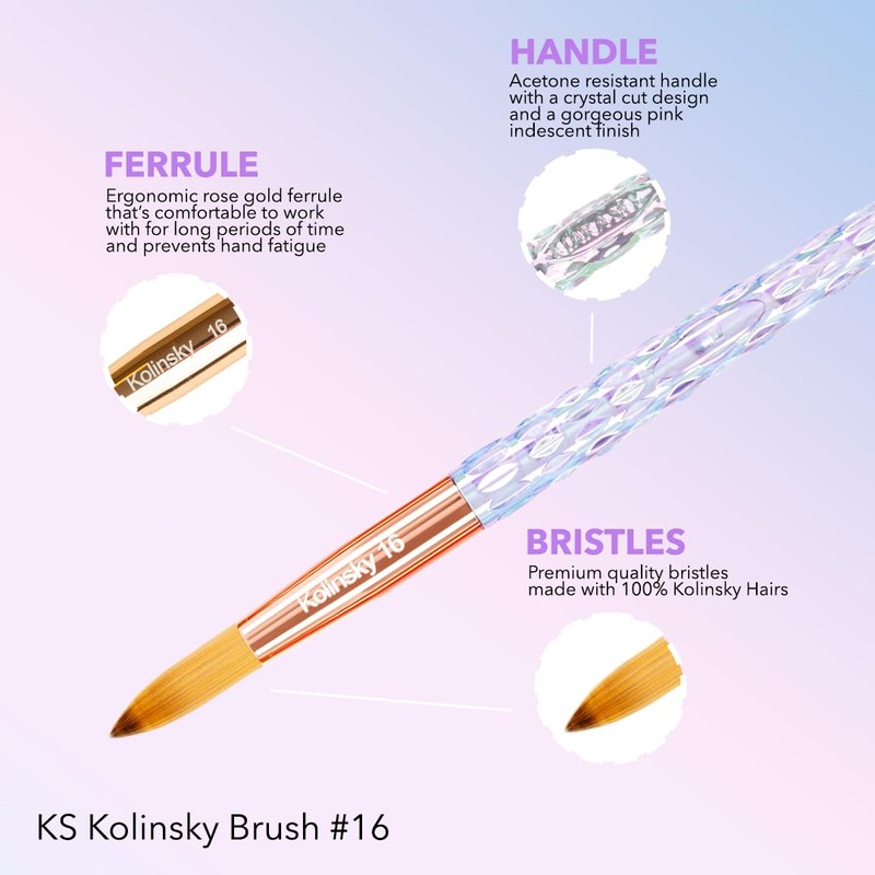 KIARA SKY Kiara Sky Crystal Acrylic Kolinsky Nail Brush Clear,