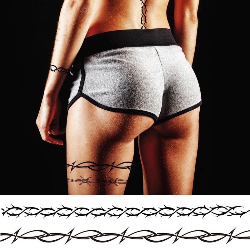 9-Sheet Variety Pack of Large Barbed Wire Temporary Tattoos, Long