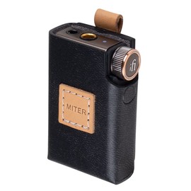 MITER Case for iFi Go Blu DAC, Handmade Italian Faux Leather Cover with Necklace Cord for GoBlu Go Blue (Black)