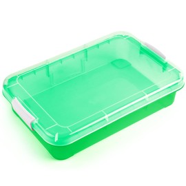15Inch Portable Sensory Bin Play Tray with Lid, Fill with Water, Sand, Beads and More (Green)