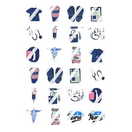 Dark Blue Nurse Elements Nail Art Decals - Waterslide Nail Decals