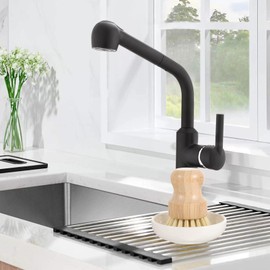 Bamboo Scrub Brushes with Ceramics Holder Mini Palm Scrub Brush Pot Dish Brush Wooden Cleaning Scrubbers for Kitchen Sink Bathroom