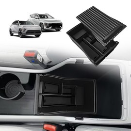 Muslogy Center Console Organizer Compatible with 2024+ Hyundai Kona/Kona EV Accessories Middle Console Storage Box Coin Holder Won't fit SE SEL Trim (Black)