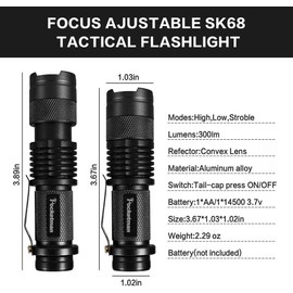 2Pack Red Light LED Flashlight Zoomable, Water Resistant, 1 Light Modes, Adjustable Focus Light for Camping, Hunting, Hiking, Night Vision, Night Fishing, Astronomy and Emergency