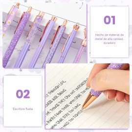 11 Pzs Lapiceros Diamante Bolígrafos Brillo Pluma Exterior Violeta