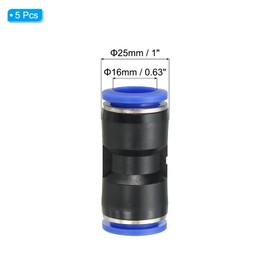 PATIKIL 16mm Push to Connect Fittings, 5Pcs Plastic Air Line Hose Fitting Quick Release Pneumatic Connectors Straight Union Two Way Coupler for Tube, Blue