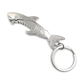 Onwomania - "Shark Fish White Shark Bottle Opener Keyring - Metal Lucky Charm Ideal as a Gift e.g. for a Best Friend, Best Friend, Mum - For Men, Women & Children, silver