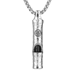 HZMAN Whistle Emergency Necklace for Adults Retro Gothic Wolf Whistle Necklaces Outdoor Survival for Dog Training Camping Hiking Boating Hunting Pendant, Stainless Steel, No Gemstone