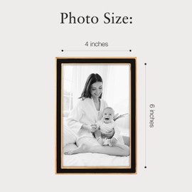 Siena Silver & Enamel Picture Frame, Tarnish Resistant Finish, Perfect Photo Frame for any End Table, Credenza, Shelf, or Nightstand, Gold Trim, Black, 4x6