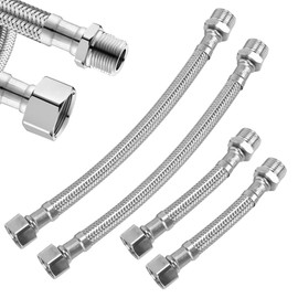 DAJASD 4 PCS Flexschlauch 3/8 Zoll,Panzerschlauch,Wasserhahn Schlauch VerläNgerung(20cm/10cm) mit Überwurf und Außengewinde,Armaturenschlauch für Armatur Sanitär Schlauch Anschlussschlauch Armatur