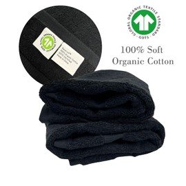 Black Powder Room Hand Towel - Monogram Initial Hotel Quality Decorative Embroidered Luxury Towel for Spa - GOTS Organic Certified - Set of 2 Letter G