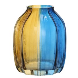 Christmas Flower Glass Vase Blue Gold Two-Toned Floreros Unique Decorative Vase 8.0" Vases Decorations for Centerpieces, Home Decor,Bouquet,Holiday Table