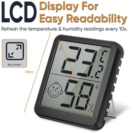 Digital Room Temperature Monitor – High-Accuracy Digital Hygrometer & Thermometer with LCD Display - Indoor Temperature Humidity Monitor for Home, Office, Bedroom & Greenhouse