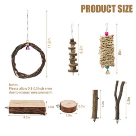 7pcs Bird Perch Stand,Natural Wood Bird Toys Apple Wood Swing Platform Budgie Toys for Cage,Parrot Perch Stand Platform Cage Accessories Exercise Toys for Parrot Budgies Parakeet Lovebirds (Style-1)