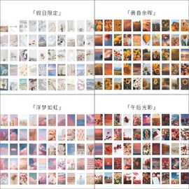 ZODKSNO 400pcs Washi Stickers Set, 8 Packs Vintage Scrapbooking Sticker Aesthetic Decorative Sticker for Photo Scrapbooking（Style B）