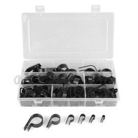 200Pcs/Set Black Nylon Plastic P Clips Clamp Fasteners Assortment Kit p clips 1/2 for Wire Pipe Conduit and Cable Conduit Kit Nail Clips p clips 1/2 Nail Clips p clips 1/2 p clamp Nail Clips