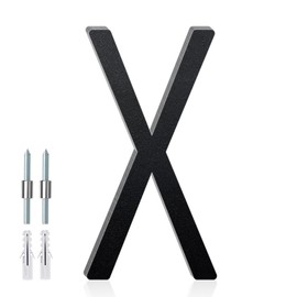 SpNo1-MS 4 Inch Floating Aluminum House Address Numbers Letters, Modern Metal House Numbers for Outside, Black Metal Door Address Letter and Number for Home Garden Office Apartment (X)