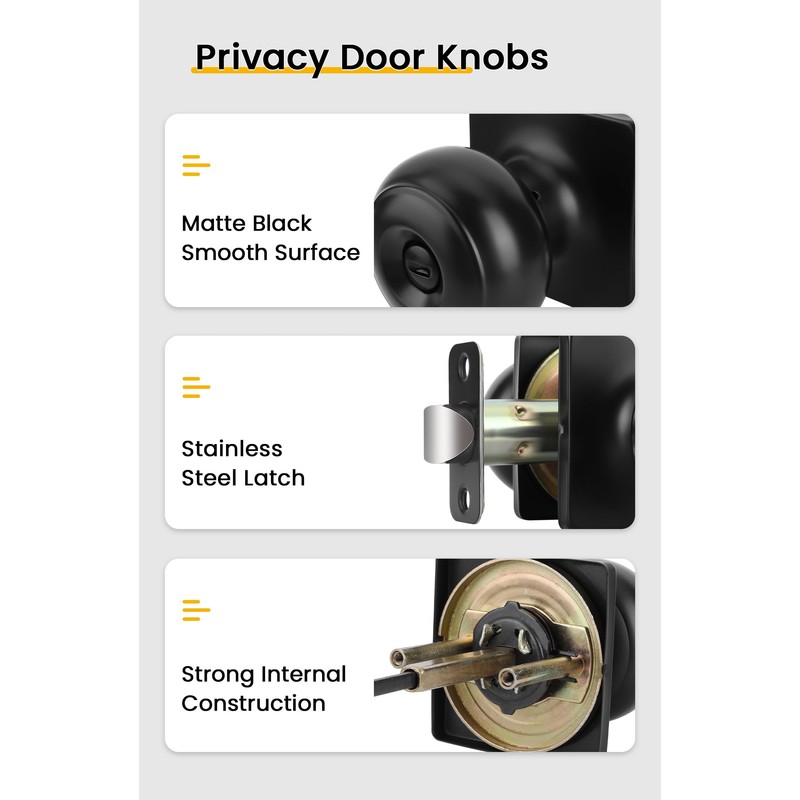 goldenwarm Black Door Knobs Interior, Classic Matte Black Interior Door