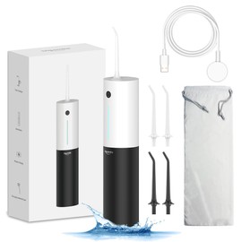 Powerful Cordless Water Flosser for Healthy Gums Rechargeable Dental Oral Irrigator for Daily Cleaning of Sensitive Gums, Orthodontic Braces or Tonsils to help prevent infection and bad breath(Panda2)