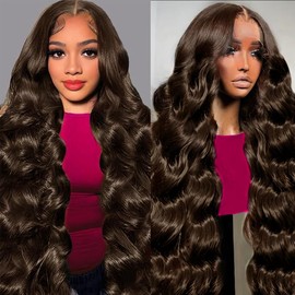 UYGLJK 13x6 Chocolate Brown Lace Front Wig Body Wave 200 Density 22 Inch HD Transparent Glueless Human Wigs With Baby Hair for Women Colored Brown Wig Human Hair