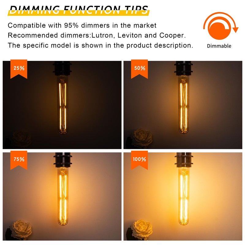 Sphoon Tubular Light Bulb 7.3 Inch Dimmable T10 LED Bulb