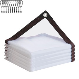 Clear Tarp with Grommets, 4x6ft Waterproof Tarp Transparent for Outdoors Anti-Tear for Covering Firewood Piles Patio Furniture Dog or Chicken Coops