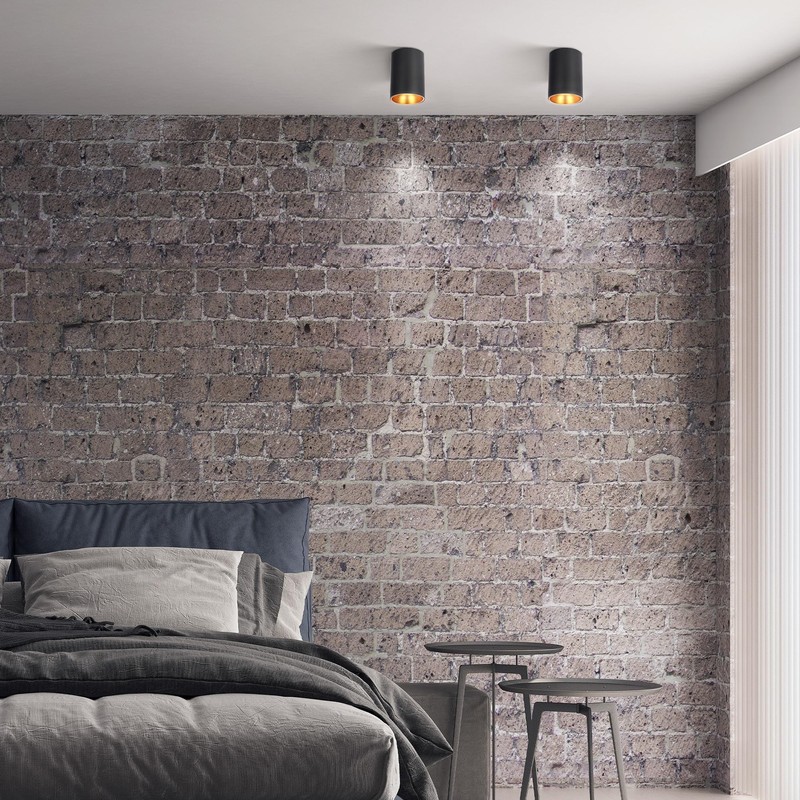 EDO Surface-Mounted Spotlight GU10 ZAMA Ceiling Spotlight Black Gold Round