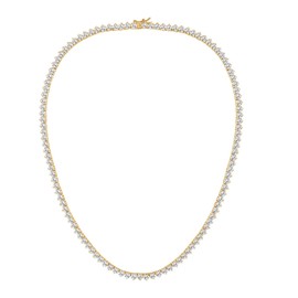 GMESME 3 Prong 18K Yellow Gold Plated Cubic Zirconia Classic Tennis Necklace for Women and Men (18 Inch)