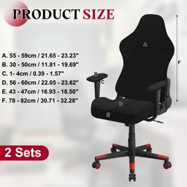 sourcing map 2Pcs Gaming Chair Covers, Stretchable Office Computer Chair Slipcover with Armrest Covers, Elastic Seat Protector for Office Reclining Racing Game Chair, Black