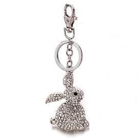 Liavy's Bunny Rabbit Charm Fashionable Keychain - Sparkling Crystal - Unique Gift and Souvenir