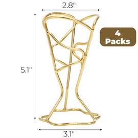 ELFULLY 4 Pack Ice Cream Cone Holders, Single Metal French Fries Stands, Individual Waffle Pizza Charcuterie Cone Holder, Food Cone Display Stands for Kitchen Restaurant Party Supplies, Golden
