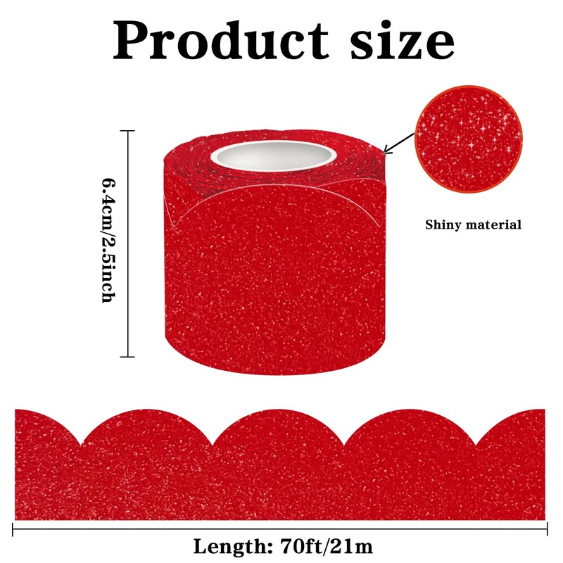 70Ft Shine Scalloped Bulletin Board Border- Red Bulletin Board Border,