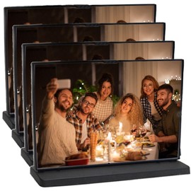 vilkok 12x8 4Pack ABS Plastic Sign Holder, A4 Horizontal Display Stand with Black Frame, Menu/Poster Frame for Restaurant, Wedding, Trade Show & Retail