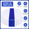 Tudomro 8 Pcs White and Royal Blue Round Plastic Tablecloth