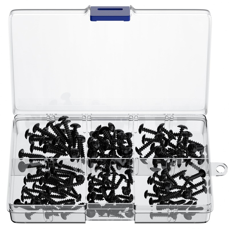 150 PCS M3 M4 Black Round Head Self Tapping Screws