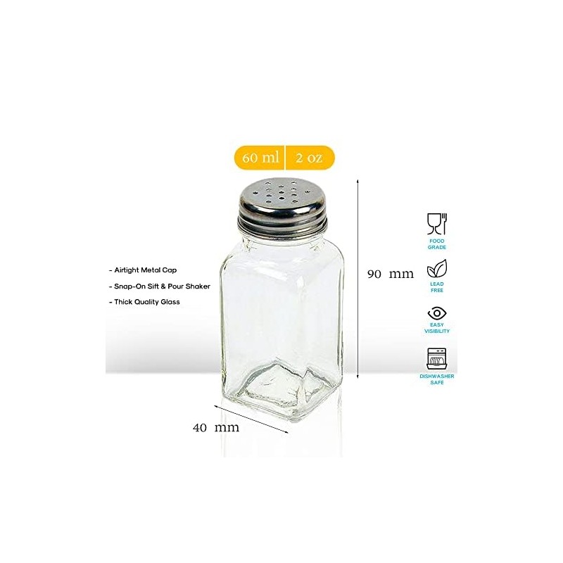 HESSION 4 Pack Salt and Pepper Shakers Glass Salt Shakers