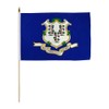 Connecticut 12x18in Stick Flag - 1 dozen pack