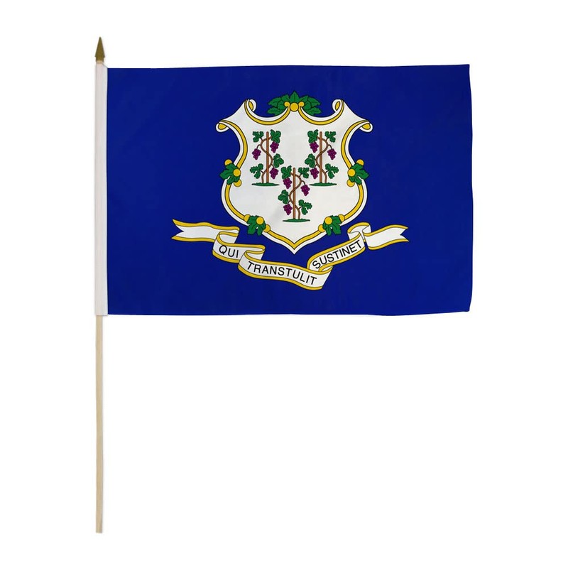 Connecticut 12x18in Stick Flag - 1 dozen pack